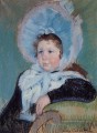 Dorothy in einer Very Large Bonnet und einem dunklen Mantel Impressionismus Mütter Kinder Mary Cassatt